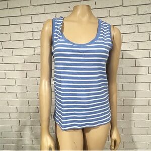 Loft Stripe Perfect Ribbed Scoop Neck Tank Top